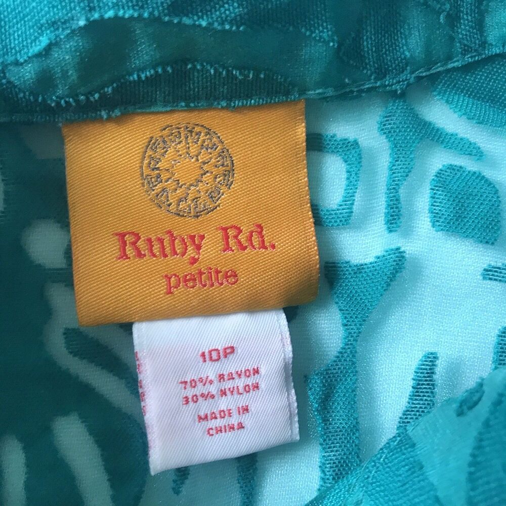 Ruby Rd Burnout Button Down Green Top Semi-Sheer … - image 4